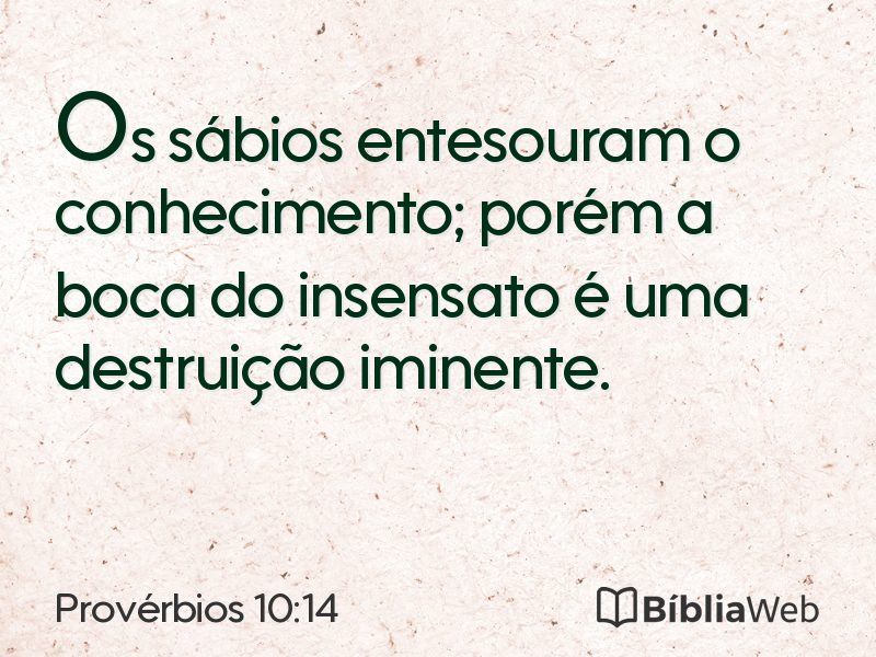 Provérbios 10:14 em imagem para compartilhar