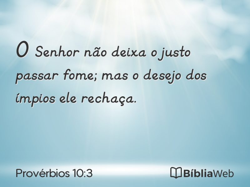 Provérbios 10:3 em imagem para compartilhar
