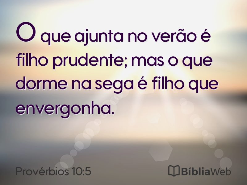 Provérbios 10:5 em imagem para compartilhar