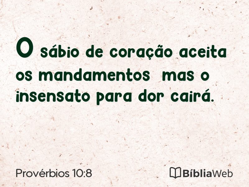 Provérbios 10:8 em imagem para compartilhar