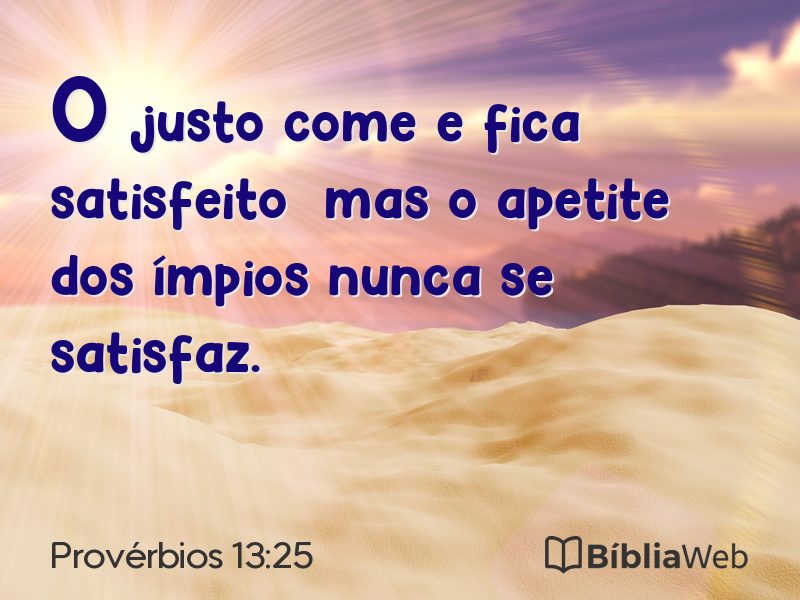 Provérbios 13:25 em imagem para compartilhar