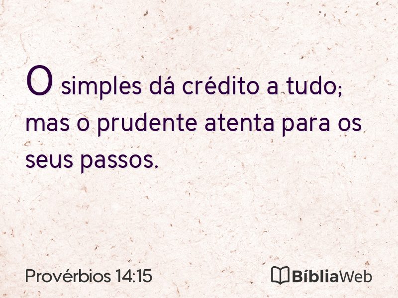 Provérbios 14:15 em imagem para compartilhar
