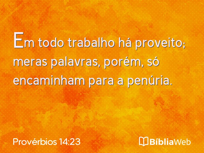 Provérbios 14:23 em imagem para compartilhar