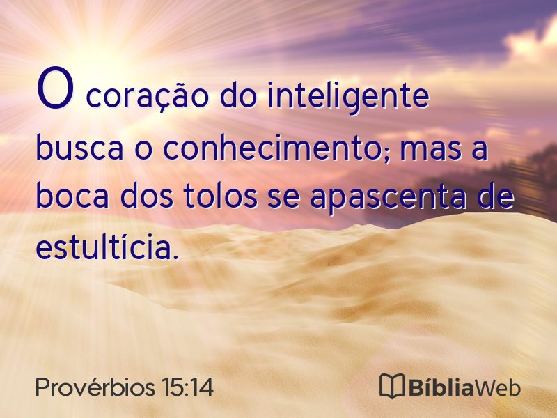 Provérbios 15:14 em imagem para compartilhar