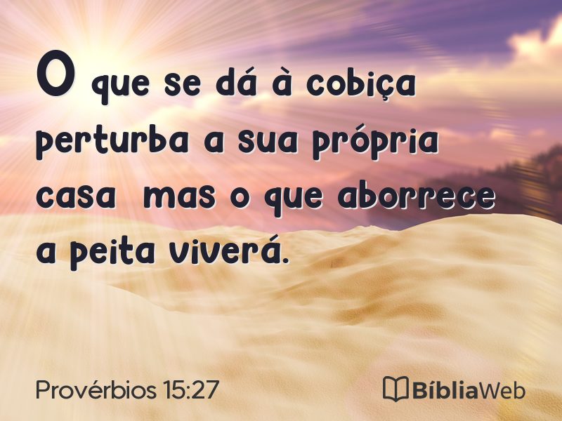 Provérbios 15:27 em imagem para compartilhar