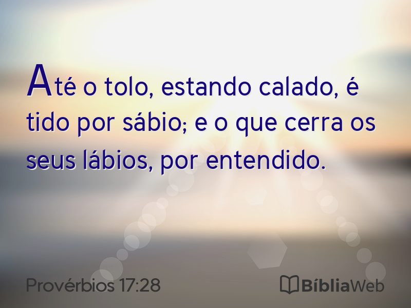 Provérbios 17:28 em imagem para compartilhar