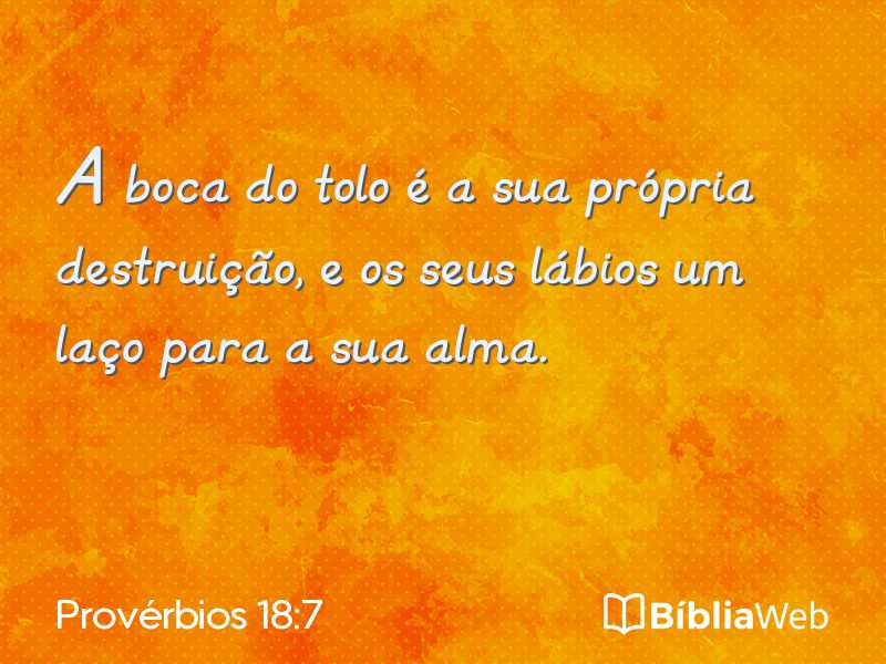 Provérbios 18:7 em imagem para compartilhar