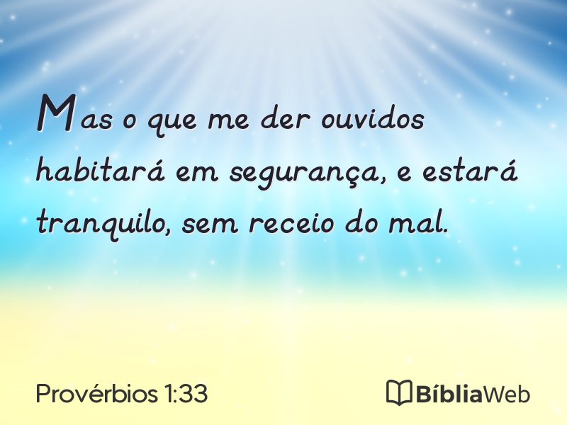 Provérbios 1:33 em imagem para compartilhar