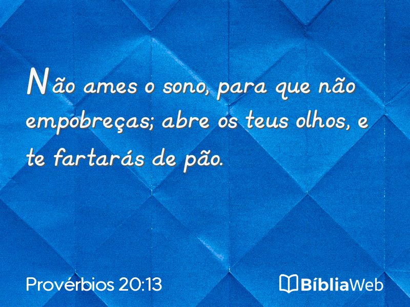 Provérbios 20:13 em imagem para compartilhar