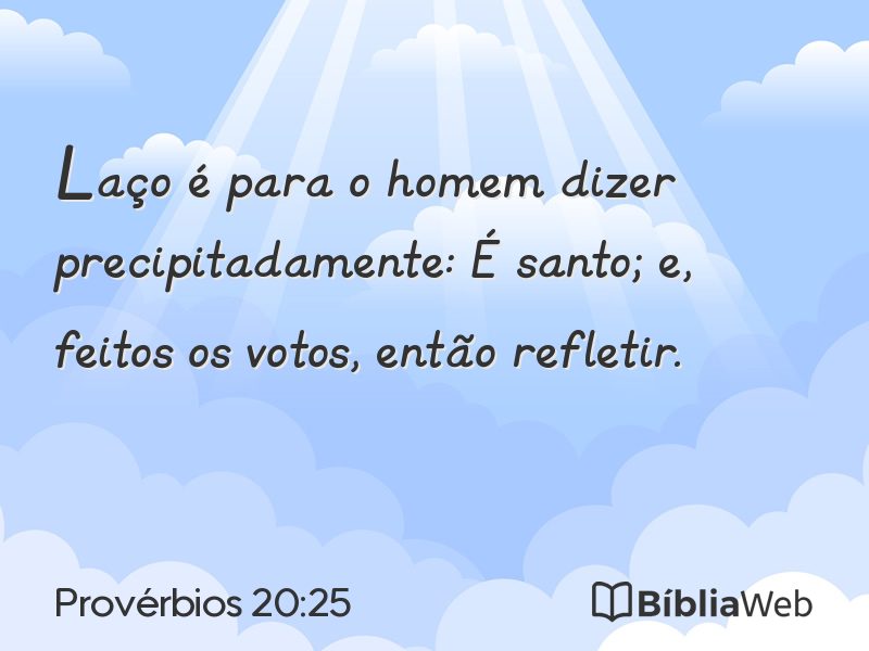 Provérbios 20:25 em imagem para compartilhar