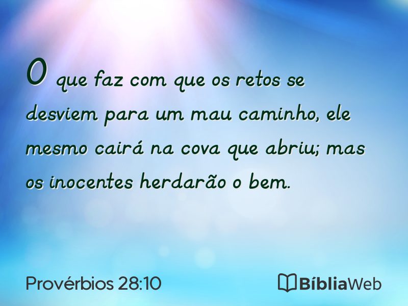 Provérbios 28:10 em imagem para compartilhar