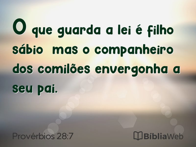 Provérbios 28:7 em imagem para compartilhar