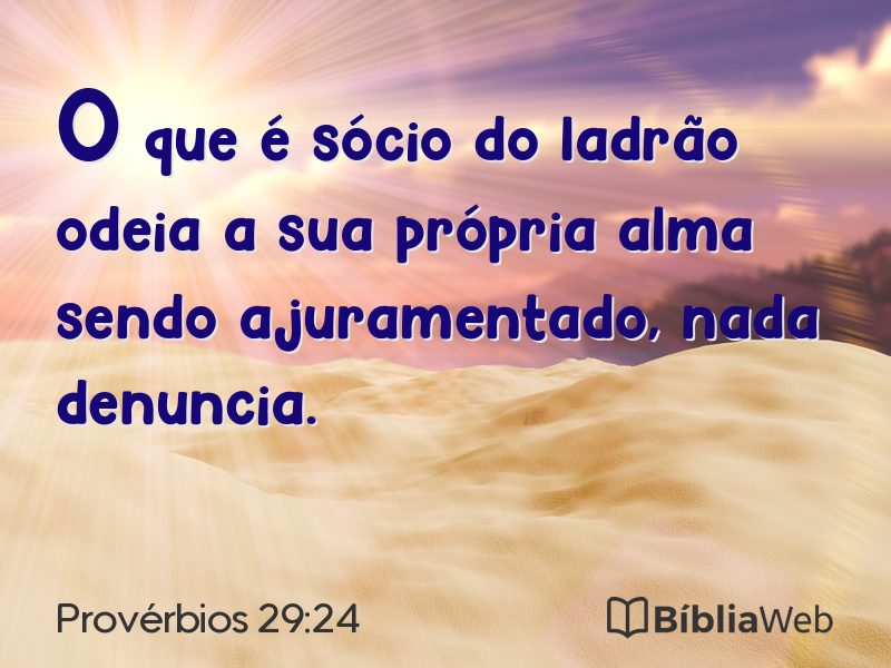 Provérbios 29:24 em imagem para compartilhar