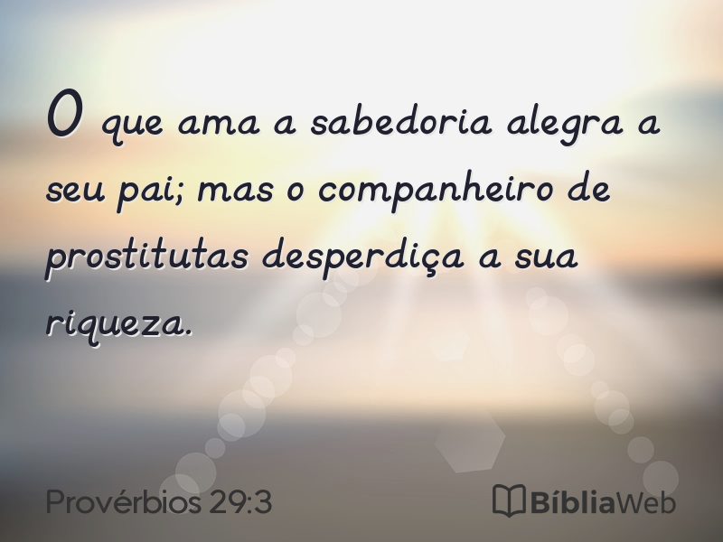 Provérbios 29:3 em imagem para compartilhar