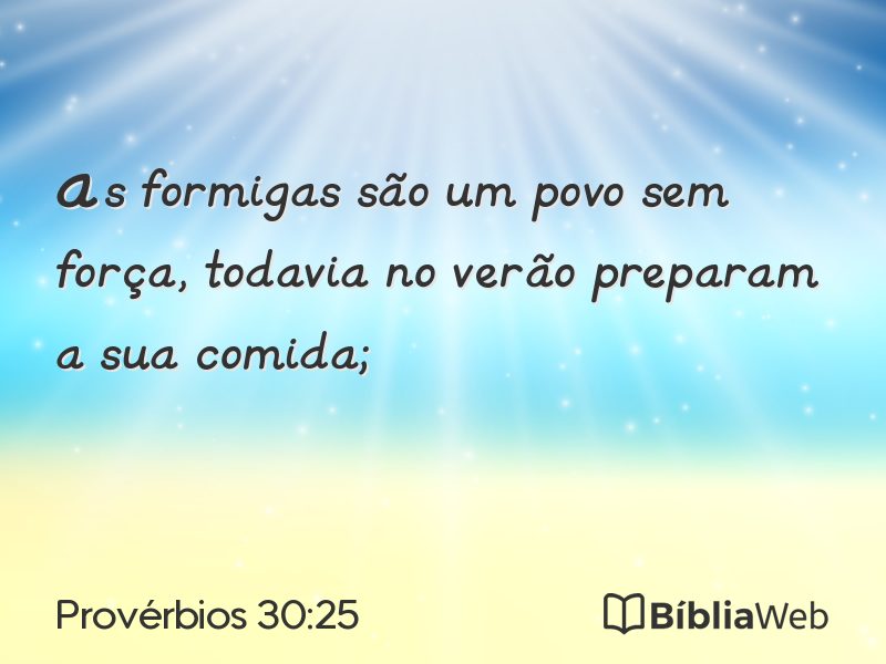 Provérbios 30:25 em imagem para compartilhar