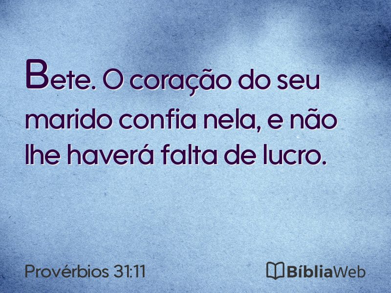 Provérbios 31:11 em imagem para compartilhar