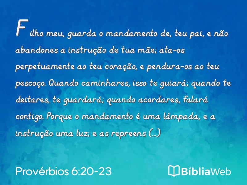 Provérbios 6:20-23 em imagem para compartilhar