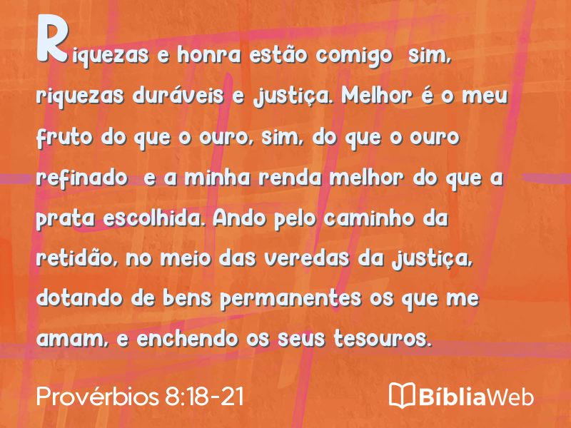 Provérbios 8:18-21 em imagem para compartilhar