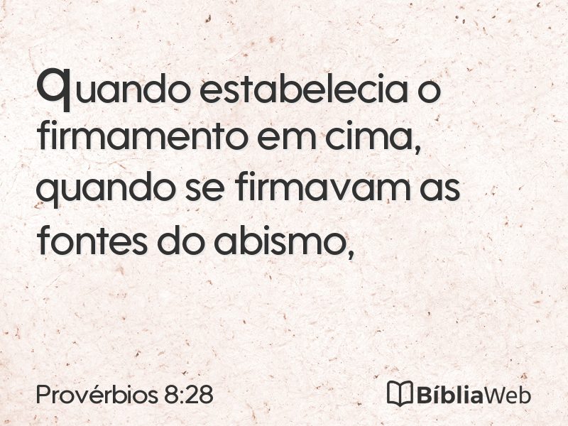 Provérbios 8:28 em imagem para compartilhar