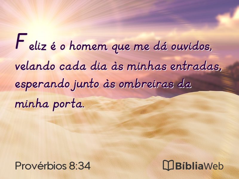 Provérbios 8:34 em imagem para compartilhar