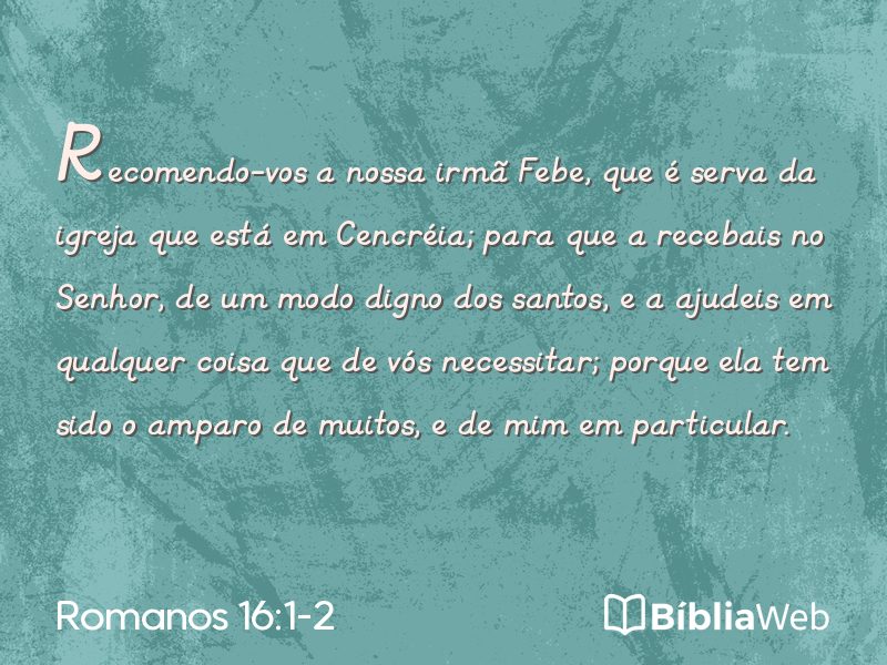 Romanos 16:1-2 em imagem para compartilhar