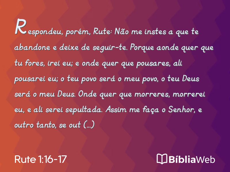 Rute 1:16-17 em imagem para compartilhar