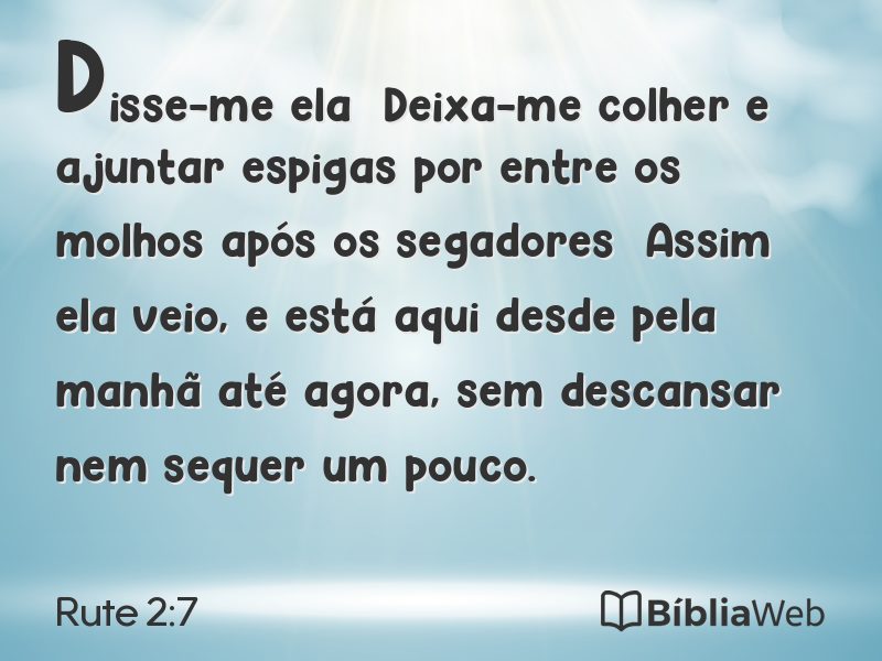 Rute 2:7 em imagem para compartilhar