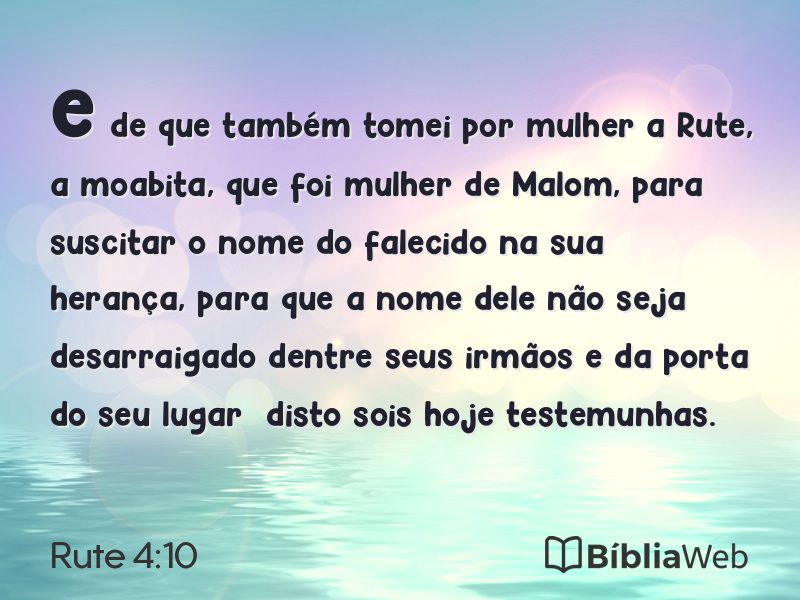 Rute 4:10 em imagem para compartilhar