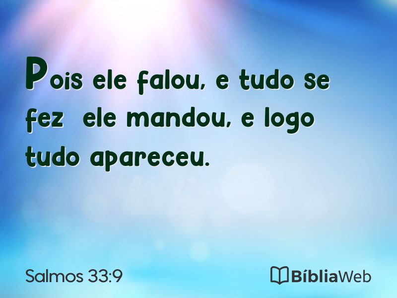 Salmos 33:9 em imagem para compartilhar