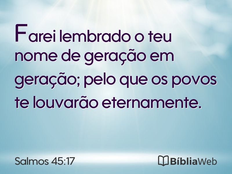 Salmos 45:17 em imagem para compartilhar