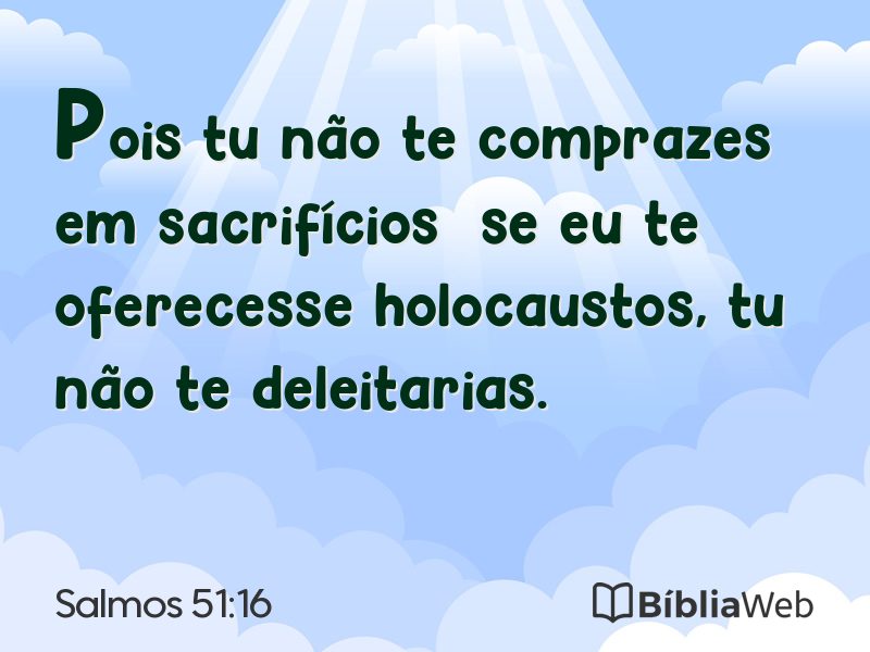 Salmos 51:16 em imagem para compartilhar