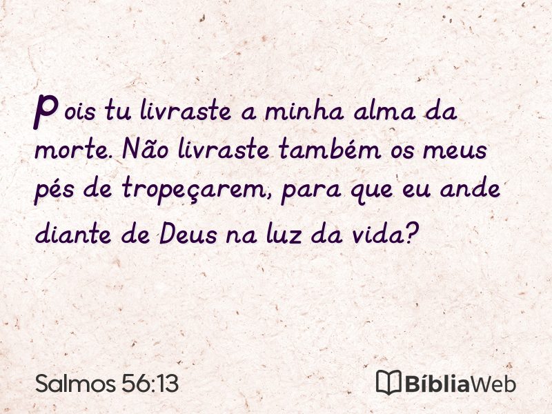 Salmos 56:13 em imagem para compartilhar