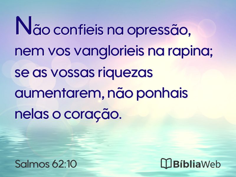 Salmos 62:10 em imagem para compartilhar