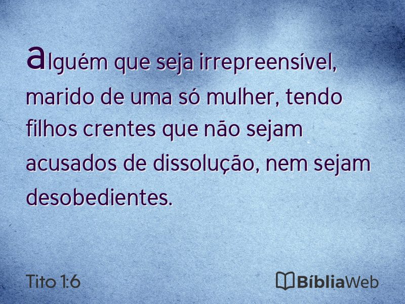 Tito 1:6 em imagem para compartilhar