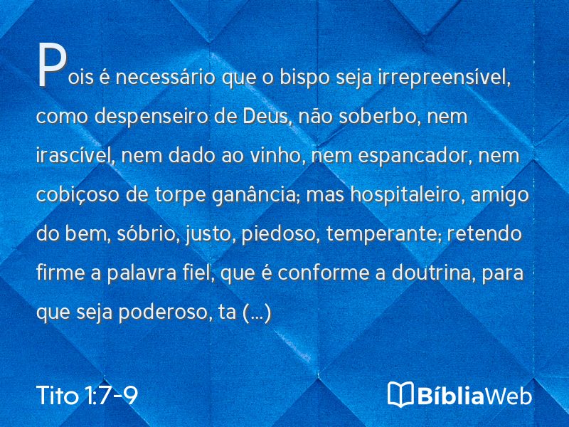 Tito 1:7-9 em imagem para compartilhar