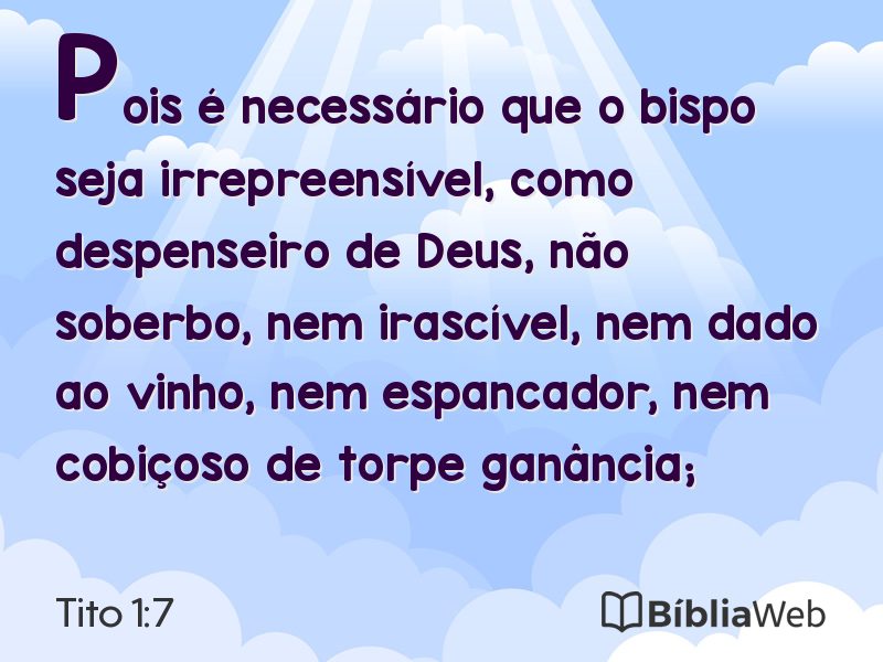 Tito 1:7 em imagem para compartilhar