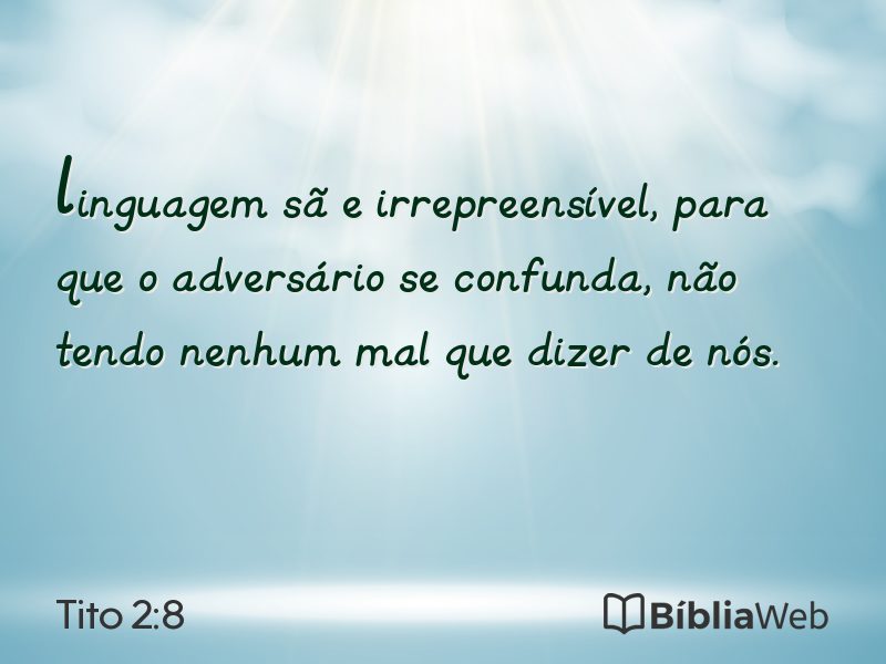Tito 2:8 em imagem para compartilhar