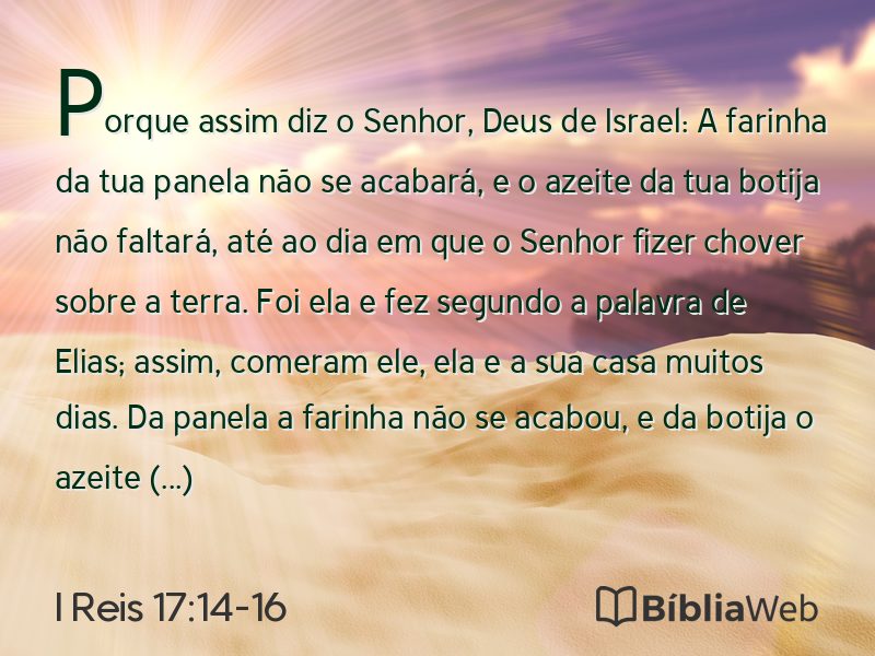 I Reis 17:14-16 em imagem para compartilhar