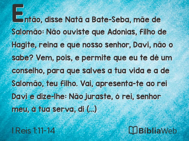 I Reis 1:11-14 em imagem para compartilhar