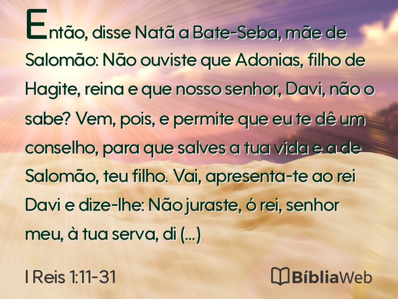 I Reis 1:11-31 em imagem para compartilhar