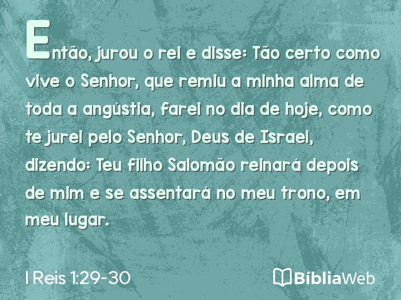 I Reis 1:29-30 em imagem para compartilhar