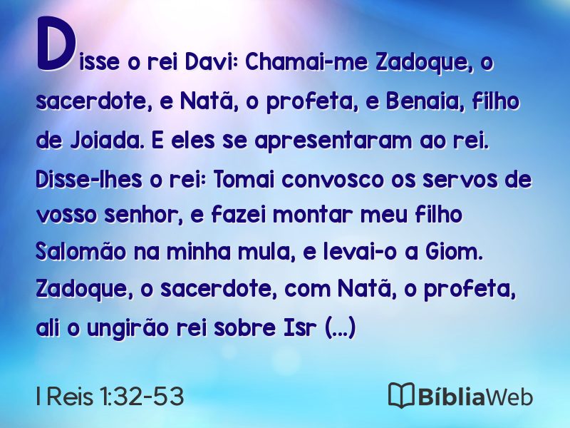 I Reis 1:32-53 em imagem para compartilhar