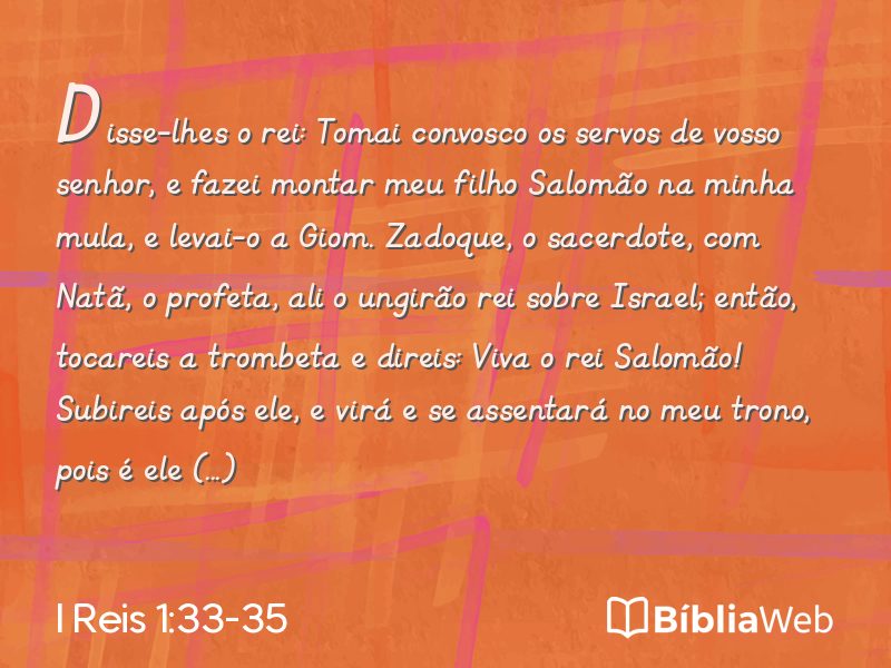 I Reis 1:33-35 em imagem para compartilhar