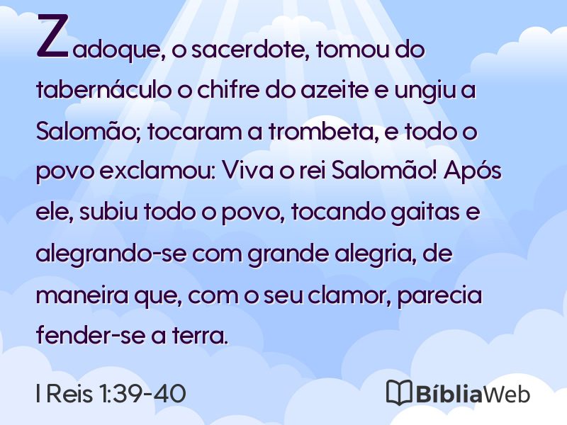 I Reis 1:39-40 em imagem para compartilhar