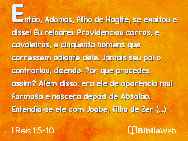I Reis 1:5-10 em imagem para compartilhar
