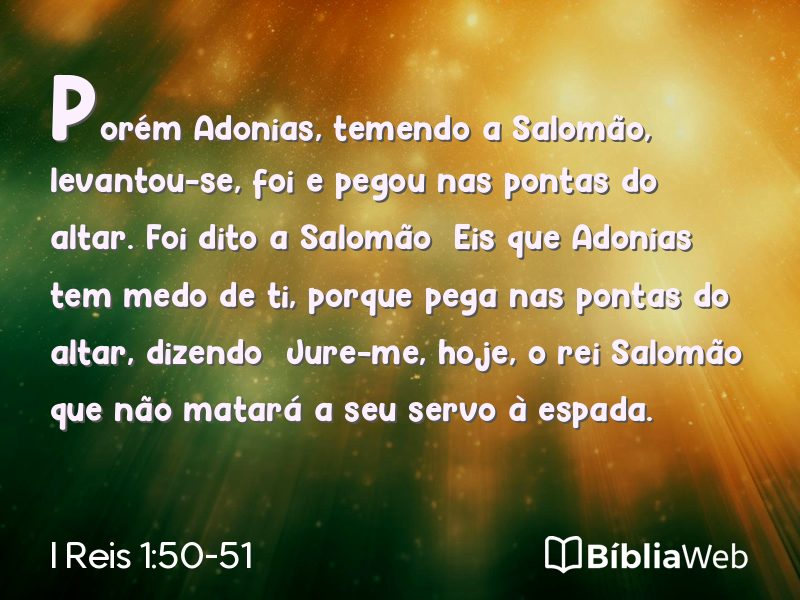 I Reis 1:50-51 em imagem para compartilhar