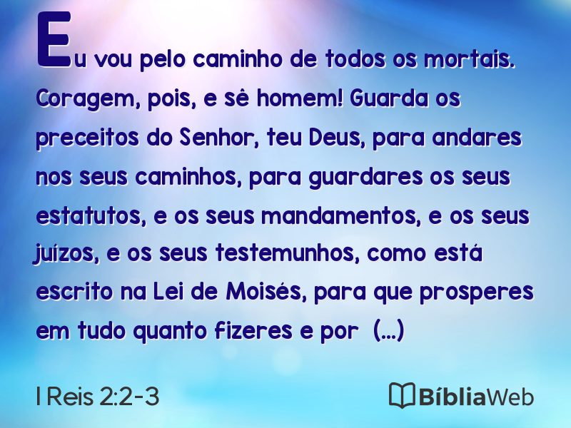 I Reis 2:2-3 em imagem para compartilhar