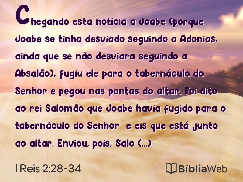 I Reis 2:28-34 em imagem para compartilhar