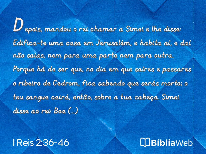 I Reis 2:36-46 em imagem para compartilhar