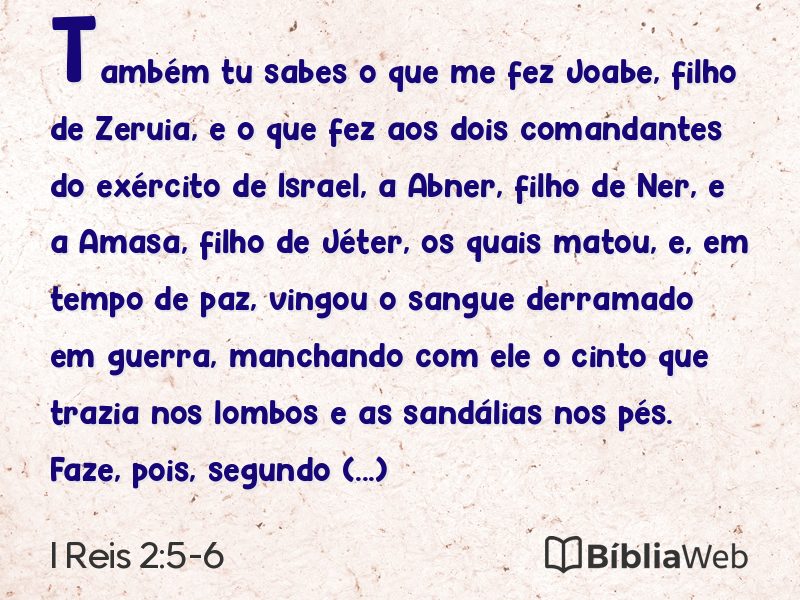 I Reis 2:5-6 em imagem para compartilhar